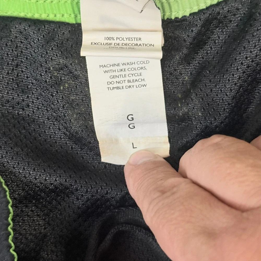 Nike Mens Board Shorts Black Lime Green Mesh Lined Swim Trunks Size L RN 37966